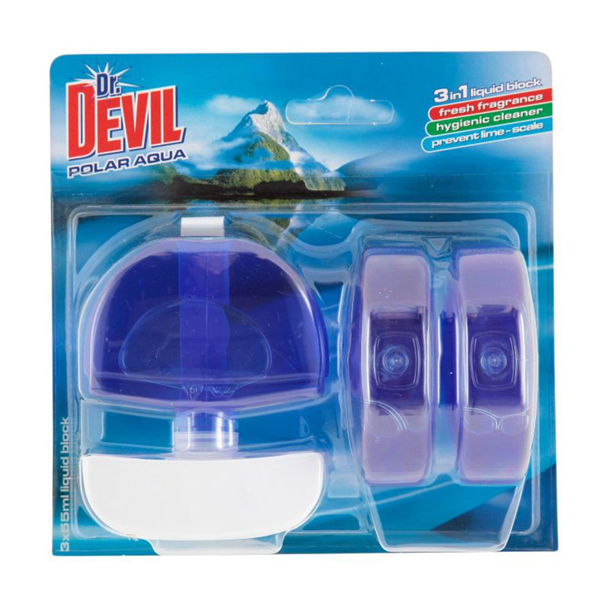 Туалетний блок для унітазу Dr. Devil Полярна вода, 3*55 мл